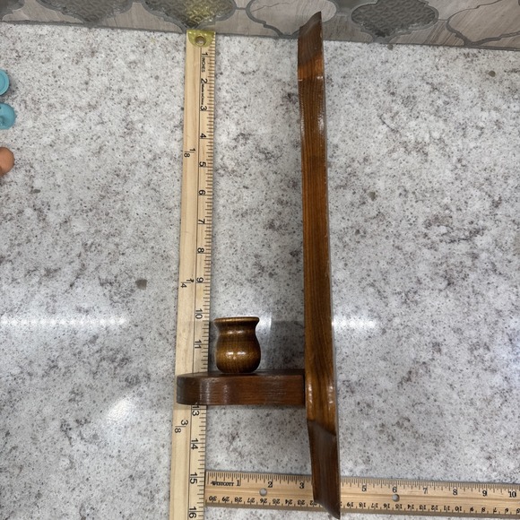 Vintage Heart Wooden Wall Hanging Sconce Candle Holder Cottage Core 15"x 5" - Picture 2 of 5